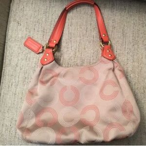 Coach F21920 Op Art Dotted Ashley Hobo Khaki Pink